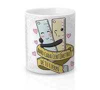 Yujuuu! | Taza cerámica Original Amor. Resistente 100% al microondas y lavavajillas. Taza con Frase Amo Cada centímetro de tu Cuerpo.Reglas.