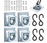 YUJUVI 4 Piezas Anillos de Sujeción Tráiler Ganchos de Amarre 1000 Dan (1000KG) Anillas de Amarre con Contraplacas y Tornillos Accesorios para Remolque, fijación para el Transporte de mercancías