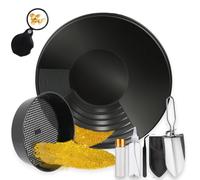 YUJUVI Batea de Oro Kit Batea Oro Bandeja de Lavado de Oro 7 Piezas Bateas para Buscar Oro Set Equipo Manual de Lavado de Oro para minería y prospección de Oro Sistema de Lavado de Oro Bandeja (Negro)