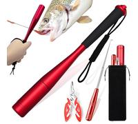 YUJUVI Juego de 3 Pinzas de Pesca para Matar Peces, 3 Juegos de Accesorios de Pesca, Juego de aturdidores de Pesca, Pinzas de alicate de Pesca, alicates de Anillo de detonación (Rojo)