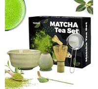 YUJUVI Té Matcha Kit de Ceremonia Japonesa Matcha Set 6 piezas Batidora de Matcha de Bambú, Cuenco de Matcha, Cuchara,Portacucharas, Kit de Ceremonia Matcha (Color de Matcha Kit 6 PCS)