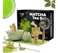YUJUVI Té Matcha Kit de Ceremonia Japonesa Matcha Set 9 piezas Batidora de Matcha de Bambú, Cuenco de Matcha, Cuchara,Portacucharas, Kit de Ceremonia Matcha (Color de Matcha Kit)