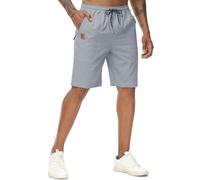 YuKaiChen Pantalones cortos para hombre de verano, elásticos, pantalones cortos chinos con bolsillos con cremallera, gris, M