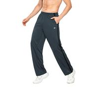 YuKaiChen Pantalones de chándal para hombre, pierna recta, dobladillo abierto, ajuste holgado, ligeros, de secado rápido, Gris/Negro-36, L