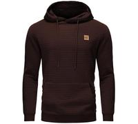 YuKaiChen Sudadera con capucha para hombre casual de manga larga con cordón a cuadros de jacquard con forro polar interior, café, M