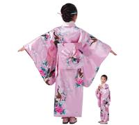 Yukata - Vestido de niña | Bata cultural con estampado de flores de tela de seda | Disfraz japonés de Yukata - para estudiantes de 2 a 10 años, cumpleaños, drama, cosplay, eventos, reuniones y fiestas