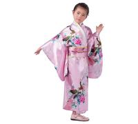 Yukata - Vestido para niña, tela de seda, estampado de flores, traje cultural para niños, kimono, disfraz japonés para estudiantes de 2 a 10 años, cumpleaños, drama, cosplay, eventos, reuniones y