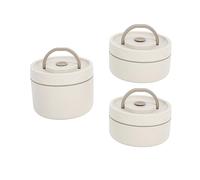 YUKERMARB Conjunto de Contenedor de Almuerzo Aislado, Caja Térmica Redonda a Prueba de Fugas de Acero Inoxidable 304 con Tapa y Bolsa (3 cajas)