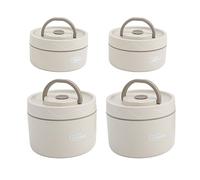 YUKERMARB Conjunto de Contenedor de Almuerzo Aislado, Caja Térmica Redonda a Prueba de Fugas de Acero Inoxidable 304 con Tapa y Bolsa (4 cajas)