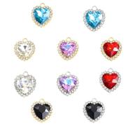 Yukfhgt Encantador colgante de cristal en forma de corazón, 20 piezas, colgante colorido en forma de corazón, aleación de circonita cúbica, cuentas de cristal, para hacer manualidades, pulseras