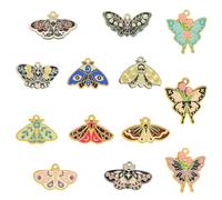 Yukfhgt Juego de 26 colgantes esmaltados con diseño de mariposa, mariposa, mariposa, collar, aretes, pulsera, llavero, joyería, talismán de mariposa., aleación, 1