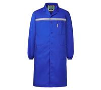 Yukirtiq Bata de Laboratorio da Trabajo Manga Larga Sanitaria de Trabajo con Botones Chaqueta Tipo Delantal para Unisex Adulto Camiseta de Trabajo Reflectante, Azul real, XXL