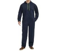 Yukirtiq Hombre Mono de Trabajo Mecánico Peto de Trabajo Industria Mono Trabajo Manga Larga Garaje Ropa de Trabajo con Capucha Mujer Traje de Trabajo, Azul marino, XXL