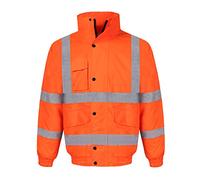Yukirtiq Hombres Cazadora de Alta Visibilidad Acolchada Bicolor Chubasquero de Alta Visibilidad Chaqueta Impermeable Reflectantes Abrigo de Seguridad, Naranja, L