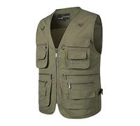 Yukirtiq Hombres Chaleco de Pesca Transpirable Bolsillo Múltiple Chalecos Táctica Ligero Chaleco de Trabajo Caza Senderismo Chaleco de Secado Rápido, Verde, XXL