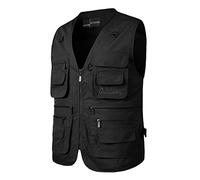 Yukirtiq Hombres Chaleco de Pesca Transpirable Bolsillo Múltiple Chalecos Táctica Ligero Chaleco de Trabajo Caza Senderismo Chaleco de Secado Rápido, Negro, 3XL