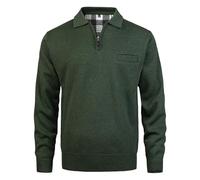 Yukirtiq Suéter de Punto de Forro Polar para Hombre con Media Cremallera Manga Larga Sudadera Ligera Invierno Suéter con Cuello Polo Pullover con Bolsillo, Verde, L