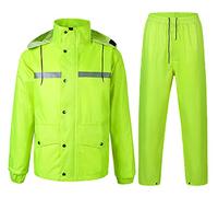 Yukirtiq Traje de Lluvia Para Hombres 2 Piezas Impermeable Conjunto de Chaqueta y Pantalón de Lluvia Traje Impermeable de Trabajo Reflectante, Verde, L