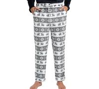 Yukiuiny Pantalón Largo Terciopelo Hombre Pijamas Polar Suaves Grueso Cuadros Invierno Forro Elástico Ropa de Dormir Cómodo Regalos para Hombres Navidad Gris XL