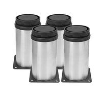 YUKOFE 4 PCS Adjustable Height Furniture Legs, Fine-Tuned 0-15mm Cold-Rolled Stainless Steel Plating Cabinet Feet Strong Non-Slip Feet for Cabinet Furniture Office Furniture Bed