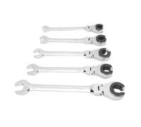 YUKOFE 5 Pcs Ratcheting Wrench Set, Double End Open Applicable 5、11、13、14、17mm For Suitable For Nuts On Fuel, Brake, Or Air Conditioning Lines