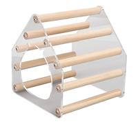 YUKOFE Casa de Madera para hámster, Puerta acrílica, Juguetes para Escalar, diseño Minimalista, fácil de Limpiar, Jaula para Mascotas pequeña, cabaña escondite para hámster, Oso de Seda (Large Size)