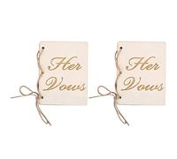 YUKOFE Elegantes folletos de votos de Boda, Juego de 2 Libros de Juramento de Recuerdo de Madera con Cuerda de cáñamo para Ceremonias, Aniversarios, Regalos (Style 4)