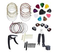YUKOFE Herramienta de reparación de guitarra Capo Pick Saddle String Bridge Pin Kit de accesorios para instrumentos para mantenimiento Reparación Configuración ABS con 18 cuerdas 9 púas