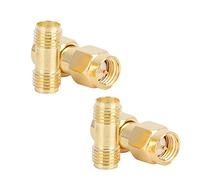 YUKOFE Oro SMA Macho a Macho Hembra a Hembra Conector Adaptador de Doble Paso Alto Rendimiento para Redes de Cables de Antena RF 2 Piezas Cada