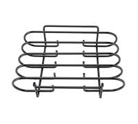 YUKOFE Rejilla para Costillas, Capacidad de 4 Filas, Material de Hierro portátil Compacto, Rejilla para Costillas de pie para Barbacoa Reutilizable y Duradera, Color Negro, para Asar a