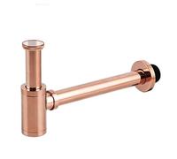 YUKORT P-Trap Cuerpo de latón Lavabo Wast Desagüe Conexión de Pared Plomería Trampas en P Tubería de Lavado Sifón for Lavabo de baño Negro/Oro Cepillado/Cromo. Set De DesagüE (Color : Rose Gold)