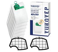 YUKOVEP - Kit de 6 bolsas Folletto VK140 y VK150, recambios compatibles con FP 140-150 (6 bolsas + 2 filtros de motor)