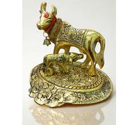 Yuktha Eternals - Vaca Kamdhenu con ídolo Vastu de becerro | Vaca Komatha con estatua de becerro para Pooja | Ídolos de estatua de vaca y ternera Kamdhenu para decoración del hogar, Vastu, Feng Shui y