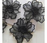 Yulakes 10 parches bordados de organza con flores de encaje para apliques, para coser, bordar y decorar en la ropa (negro)