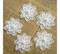 Yulakes 12 Unidades de Poliéster Con Perlas de Flores Bordadas de Encaje, Accesorios de Costura, Decoración de Manualidades Hechas a Mano