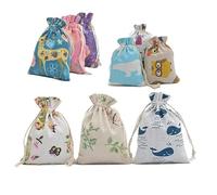 Yulakes 18 bolsas de yute, bolsas de tela, bolsas naturales, bolsas de regalo, saco de yute, bolsa de yute con cordón de nailon, decoración del hogar reutilizable