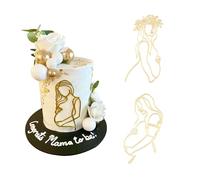Yulakes 2 adornos para tartas para embarazadas, anuncios de embarazo, decoración de cupcakes para baby shower, acrílico, embarazo, mujer embarazada, decoración