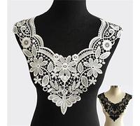Yulakes 2 piezas bordado escote encaje cuello inserto collar decoración apliques parche trim para vestido DIY hecho a mano blanco