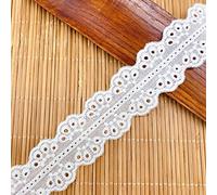 Yulakes 5 yardas de algodón eyelet cinta de encaje de algodón con flores para costura, artesanía, decoración de boda, vestido de regalo, 3,6 cm de ancho