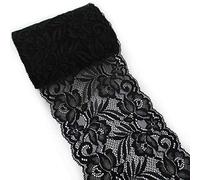 Yulakes 5 yardas Negro Elasticidad Encaje Cinta de Encaje Cinta Decorativa Encaje Flor Ribete para Artesanía Lencería Vestido de Boda Decoración de Boda 15 cm de Ancho