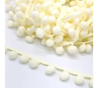 Yulakes 5 Yards 25mm Pompones Trim Cinta con Pompones de Colores Costura para Flecos de Pompones Cinta de Flecos Encaje de Borlas Cinta de Adorno de Bola de Pompón (beige)