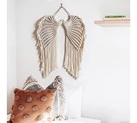 Yulakes Alas de Ángel Macramé - Tapiz Bohemio Decorativo, Elegante Decoración de Pared Tejida a Mano, Arte Geométrico para el Hogar