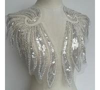 Yulakes Bordado Apliques de Encaje Parche Dorado Lentejuelas Encaje Cuello Cuello Boda Noble Vestido Costura DIY Vestido de Novia Decoración Ropa Accesorios (Sliver)