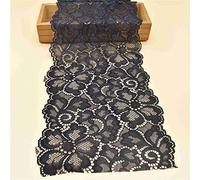 Yulakes - Cenefa elástica de encaje vintage, cinta decorativa, flores, ribete de boda, artesanía, 18 cm de ancho y 4,5 metros de longitud