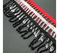 Yulakes Cinta de diamantes de imitación de 1 yarda, cuentas de cristal, borlas, flecos de cuentas de cristal, flecos de cuentas de cristal, flecos de costura para bricolaje, ropa, decoración de boda,