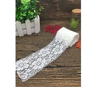 Yulakes Cinta de encaje blanco de 10 yardas, cinta elástica de encaje con flores, para decoración de bodas, manualidades, cinta abrasiva de 6 cm de ancho, -S1092