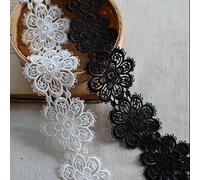 Yulakes Cinta de encaje bordada con flores de 5 yardas, cinta de encaje vintage, ribete de encaje de ganchillo, ribetes de encaje para manualidades, ropa, tela de costura, 5 cm (negro)