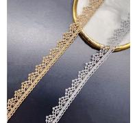 Yulakes Cinta de encaje de 5 yardas doradas y plateadas de , tela de encaje trenzado, encaje para bodas, manualidades, ropa, accesorios de decoración, 1,4 cm (Sliver)