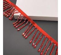 Yulakes Cinta de encaje de diamantes de imitación de 2 yardas, borla, borla, borla, cuentas de cristal, borlas, borlas, borlas, flecos, para cortinas, pantallas de lámparas y manualidades, decoración