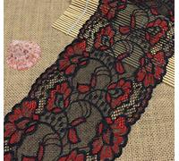 Yulakes Cinta decorativa de encaje rojo y negro, 5 yardas, 15 cm de ancho